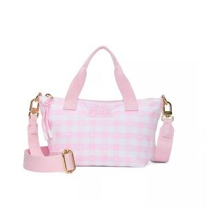 LoveShackFancy Pink Gingham Top-Handle Crossbody Bag